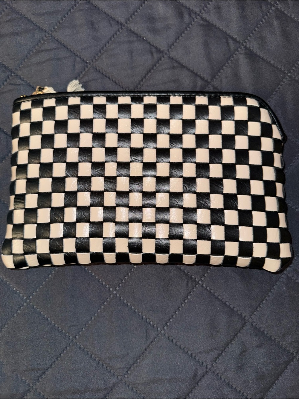 Target Black Quilted Cosmetic Pouch with Gold Zipper